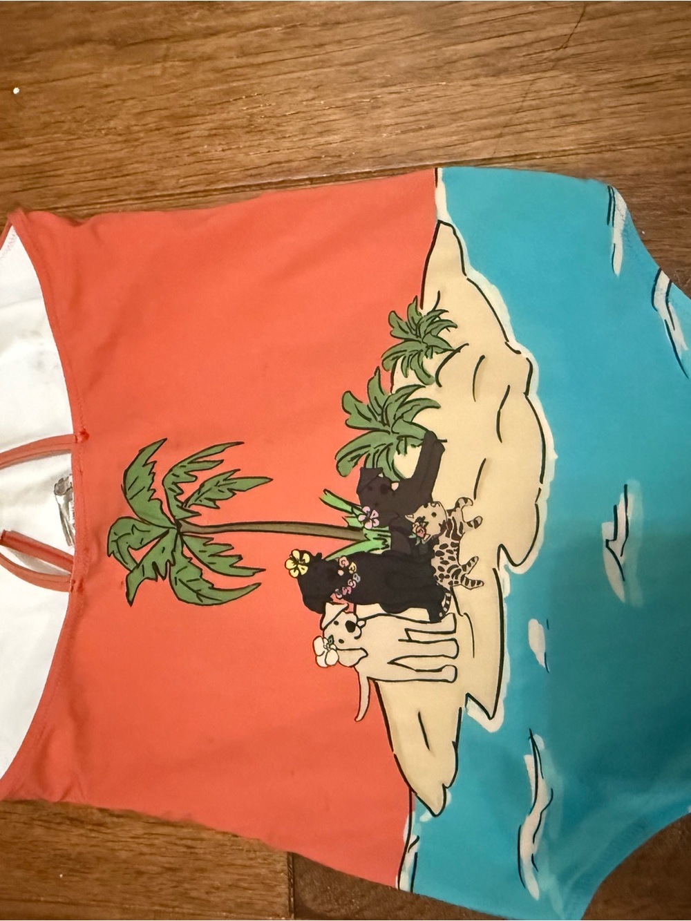 Dolce & Gabbana Coral and Blue Tropical Kids One-Piece Swimsuit - Picture 3 of 6